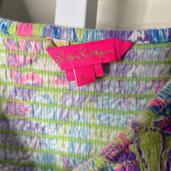 Lilly Pulitzer Jilly Smocked
Midi Dress Ruffle Floral
Printed Resort Size L A31 - Picture 4 of 12